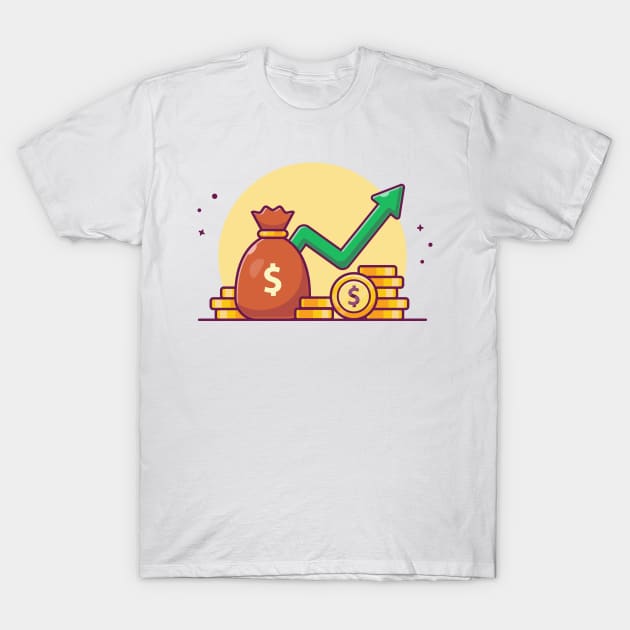 Sack and stack of coin with graph T-Shirt by Catalyst Labs